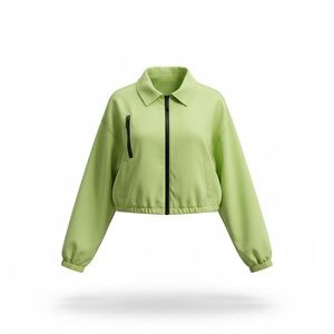 Forever 21 Lime Green Cropped Windbreaker – Women’s Large, Lightweight Jacket